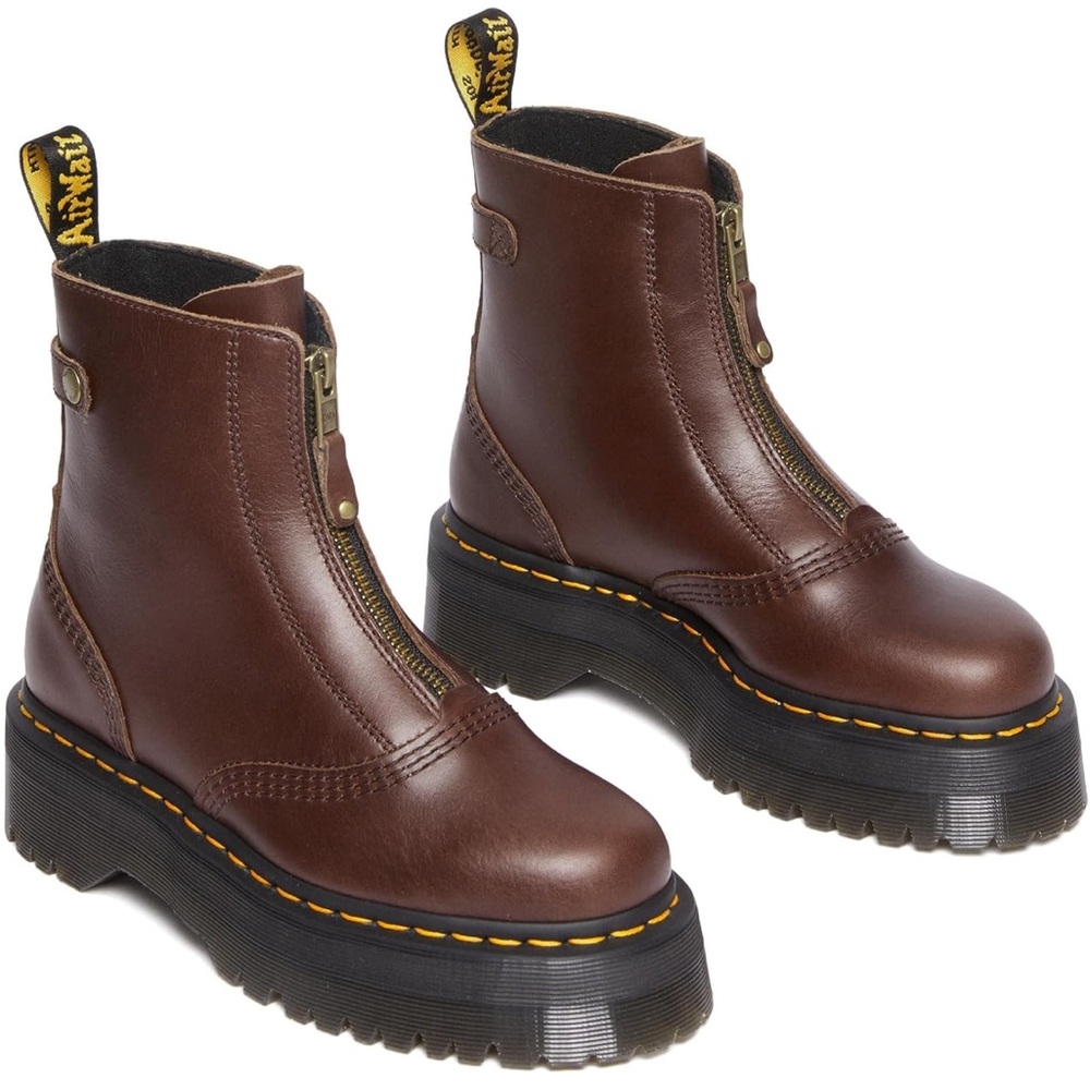 NEW! Dr. Martens Jetta Dark Brown Leather Zip Boots